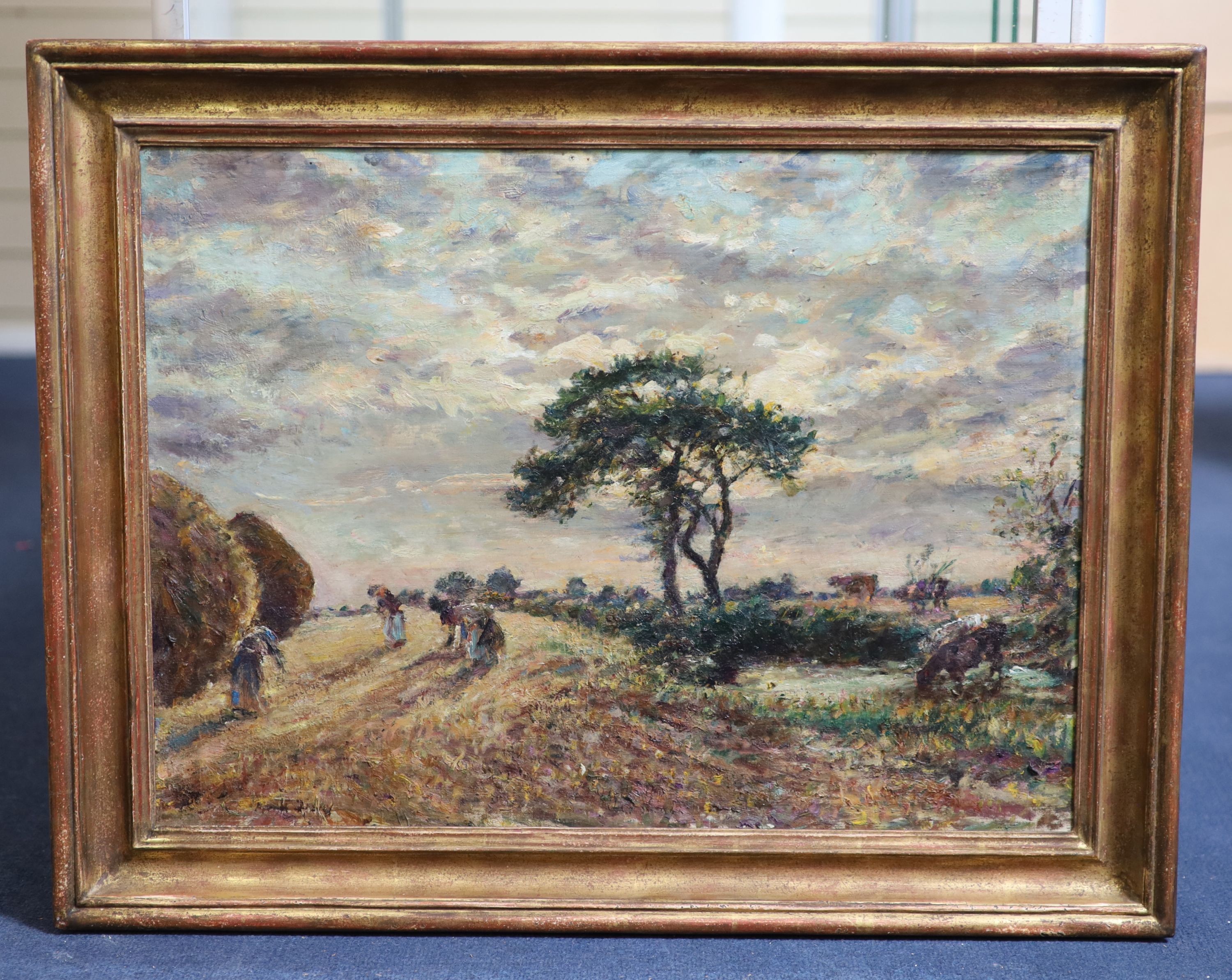 William Mark Fisher (1841-1923), Summer landscape with workers in the fields, Oil on canvas, 44 x 60cm.